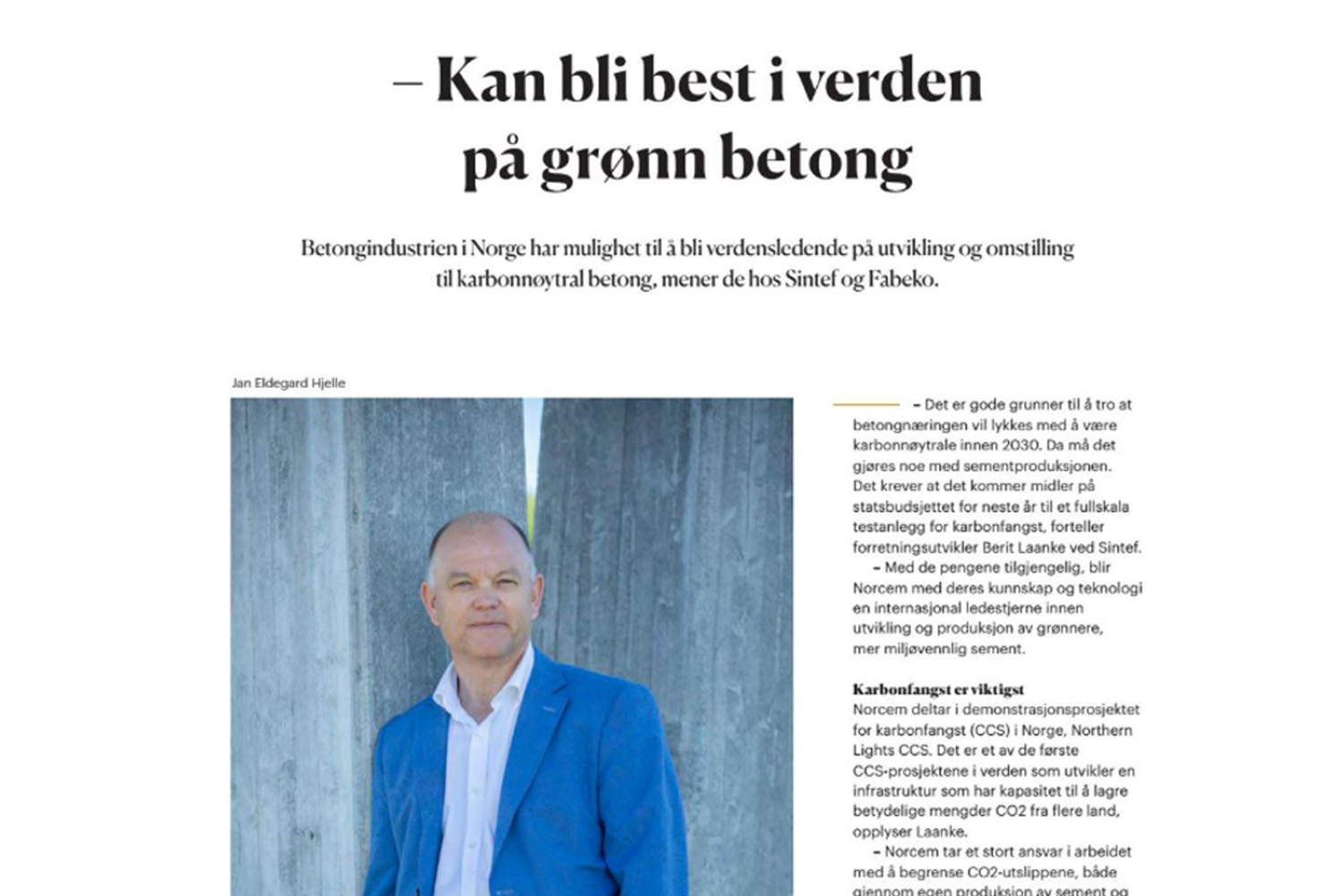 Kan bli best i verden på grønn betong