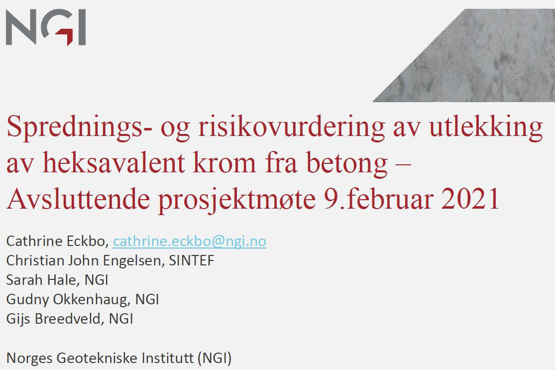 Krom i betong - risikovurderinger